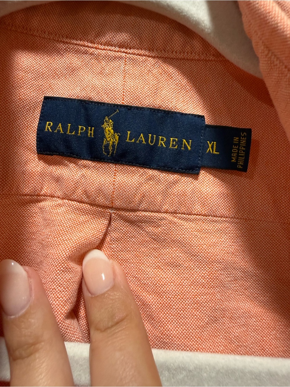 Ralph Lauren Coral Button-Down Shirt with Navy Label